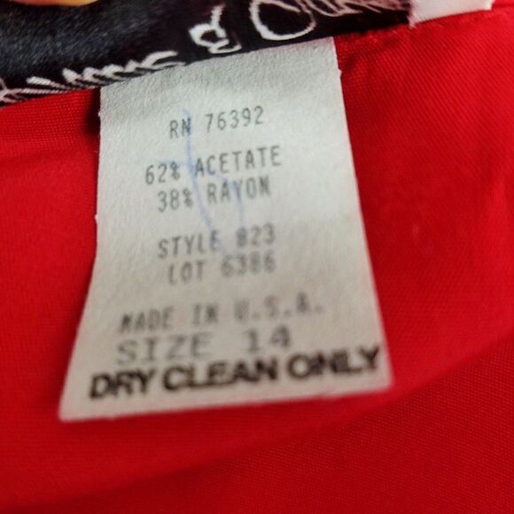 Pride and Joys Red Dress Blouse 1980s Vintage Top USA Made Career Blouse Sz 14 - Picture 6 of 8